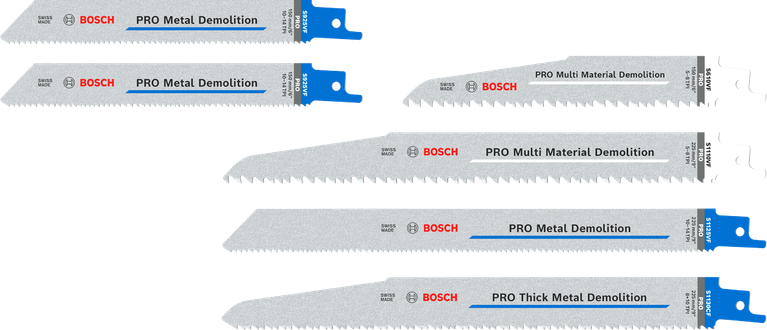 Juego de cuchillas de demolición Bosch PRO, 6 cuchillas surtidas.
